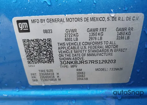 2024 Chevrolet Blazer Awd 3Lt z USA, uszkodzony, nr VIN 3GNKBJRS7RS129203